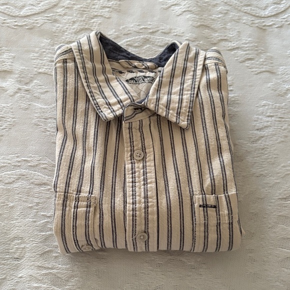 Gently Loved Striped Beige and Blue Boys Shirt by VANS - Picture 7 of 7